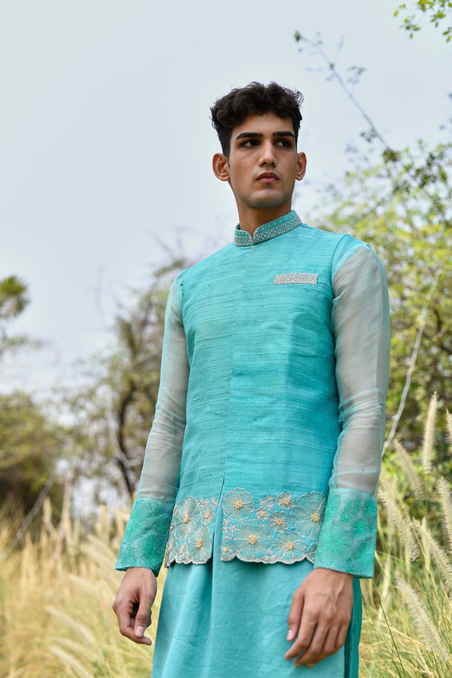 Azul nehru jacket set
