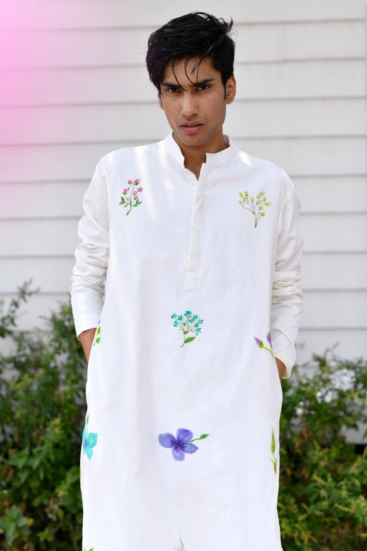 Off white floral abstract kurta