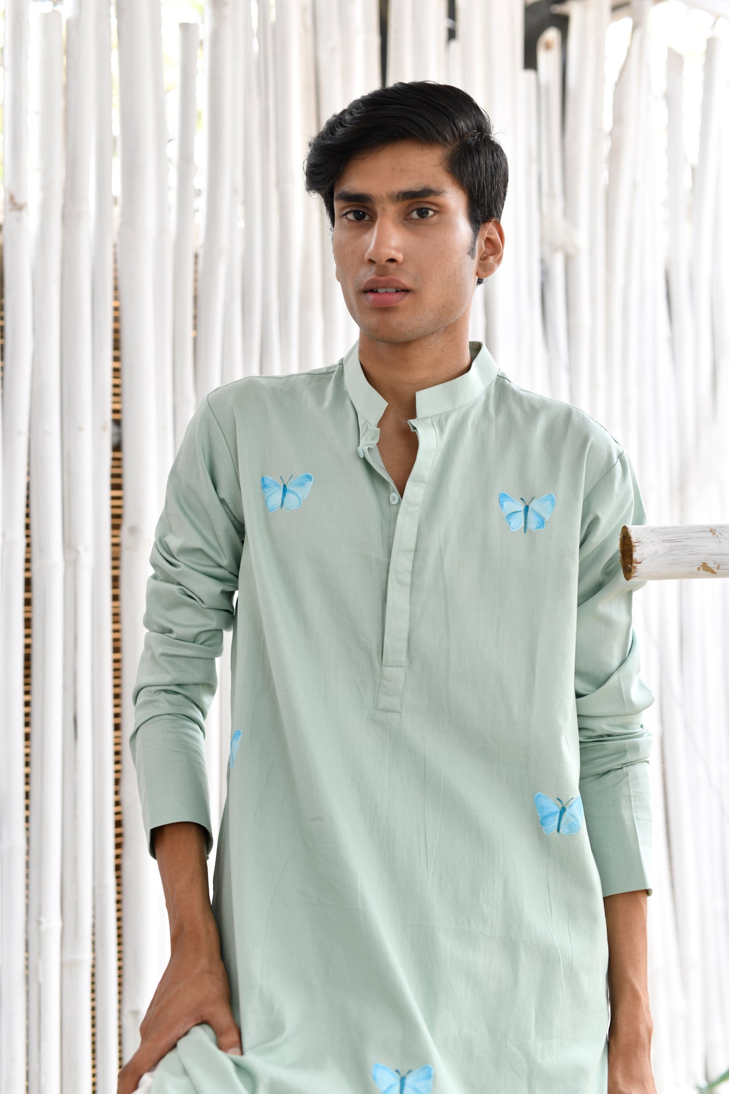 SUBTLE GREEN BUTTERFLY KURTA