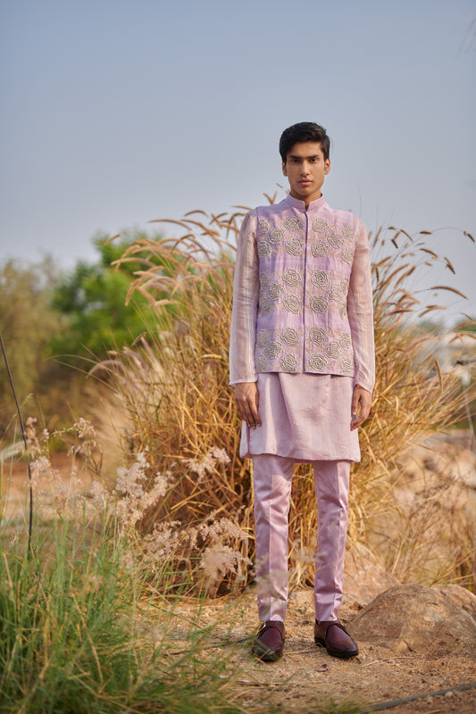 Lavender rose nehru jacket set