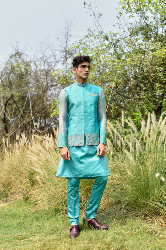 Azul nehru jacket set