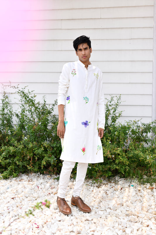 Off white floral abstract kurta
