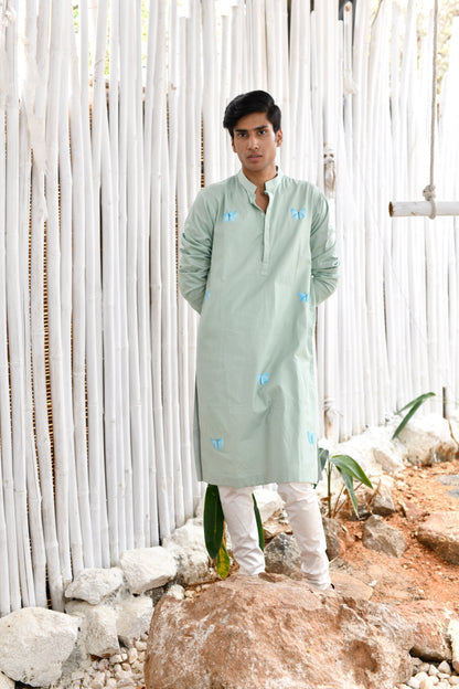 SUBTLE GREEN BUTTERFLY KURTA