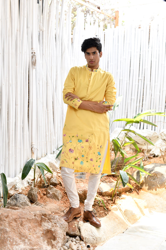 SUNSHINE YELLOW FLORAL KURTA