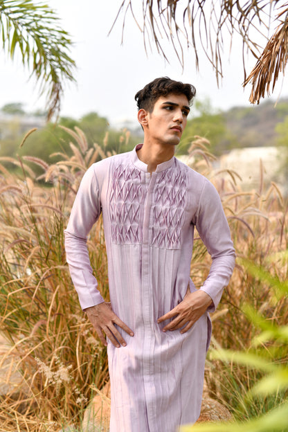 Lavender smocked kurta set