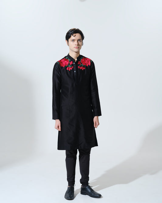 ORIENTAL CRIMSON ROSE KURTA SET