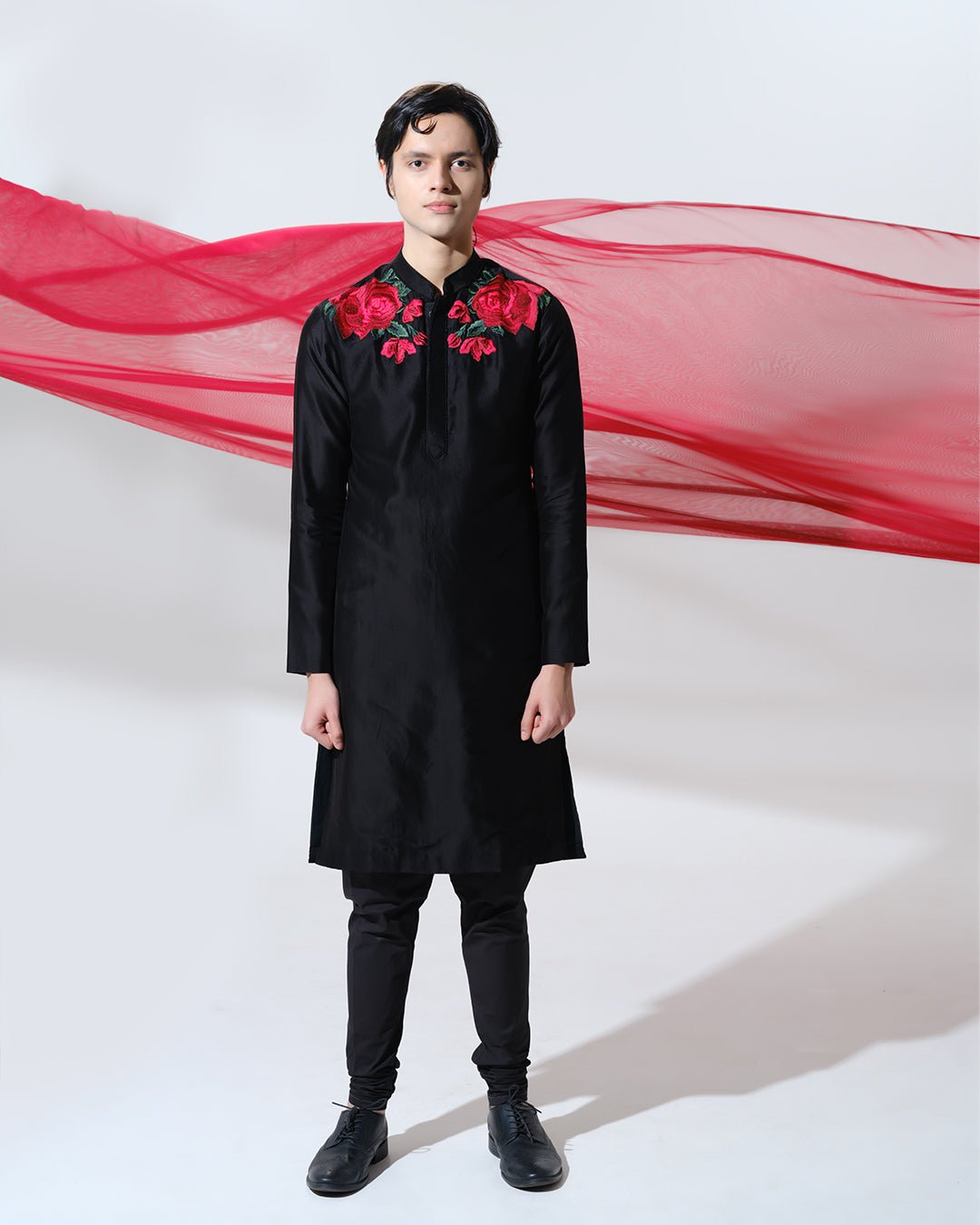 ORIENTAL CRIMSON ROSE KURTA SET