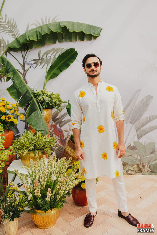 Sunflower handpainted kurta