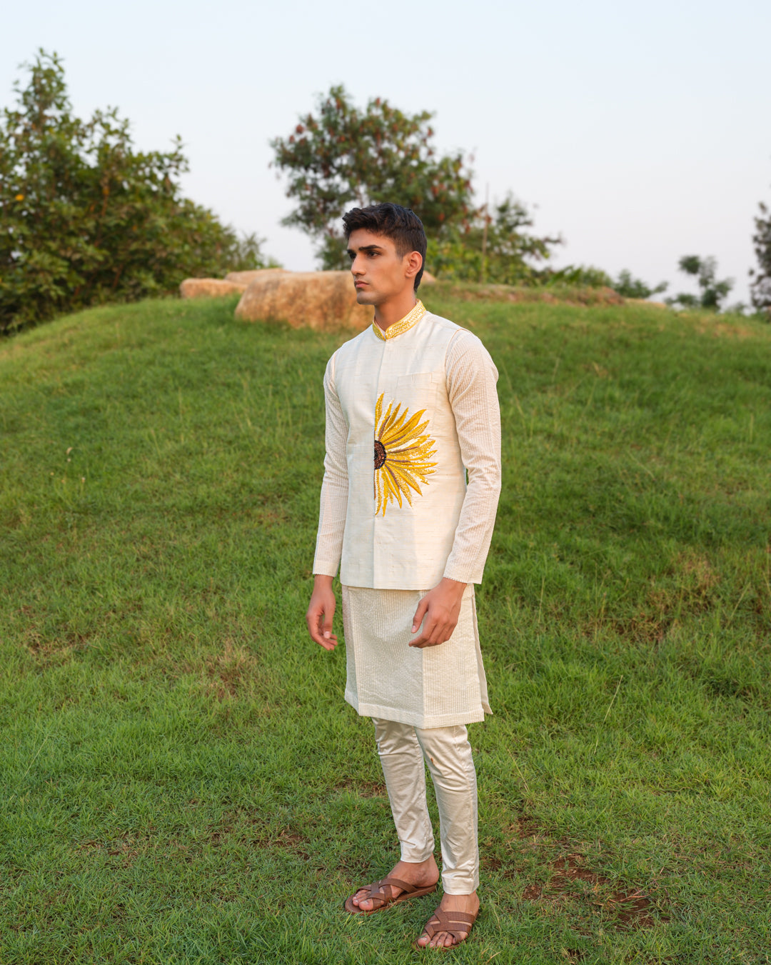Golden petal nehru jacket