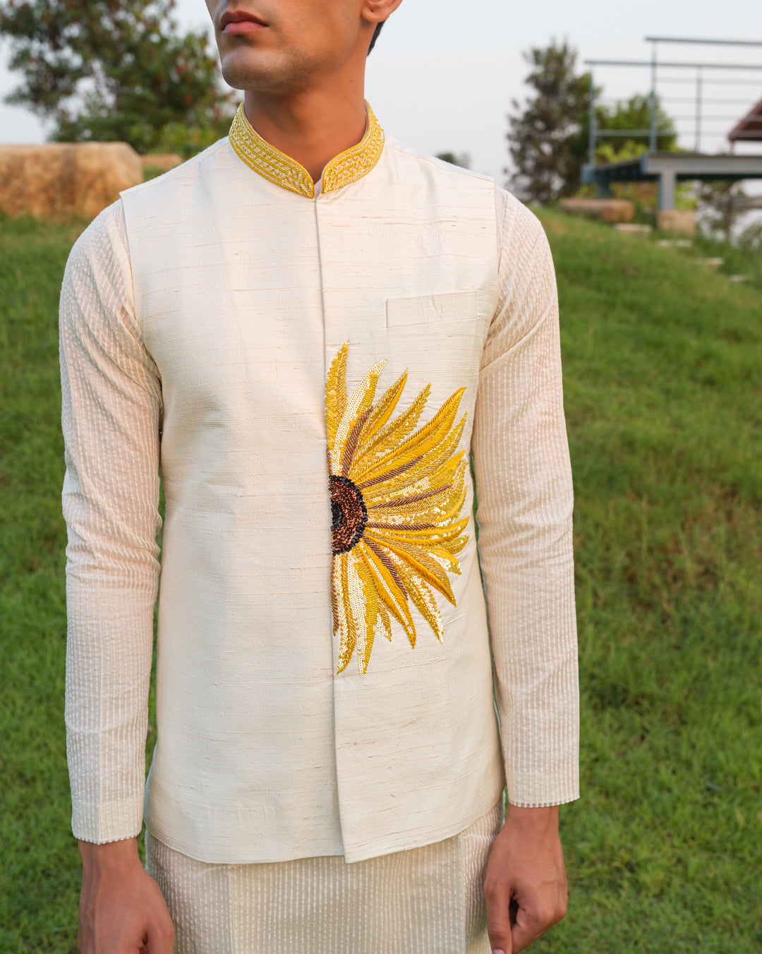 Golden petal nehru jacket