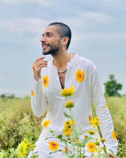 Sunflower handpainted kurta